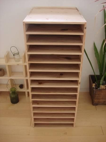 ★送料無料★サイズ変更可能★B4木製14段書類棚②/無垢材☆収納オーダー可能