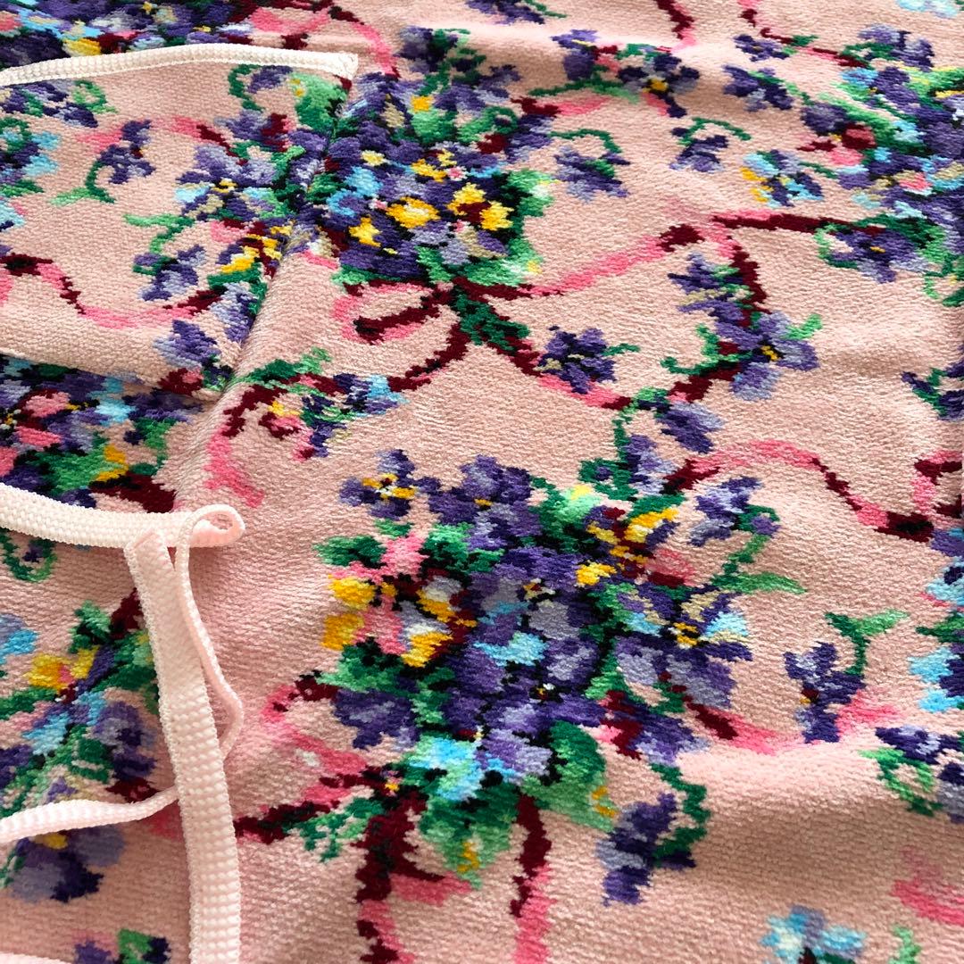 未使用　レイクアルスター　スミレ　ワイドドレスエプロン　シェニール織　ピンク