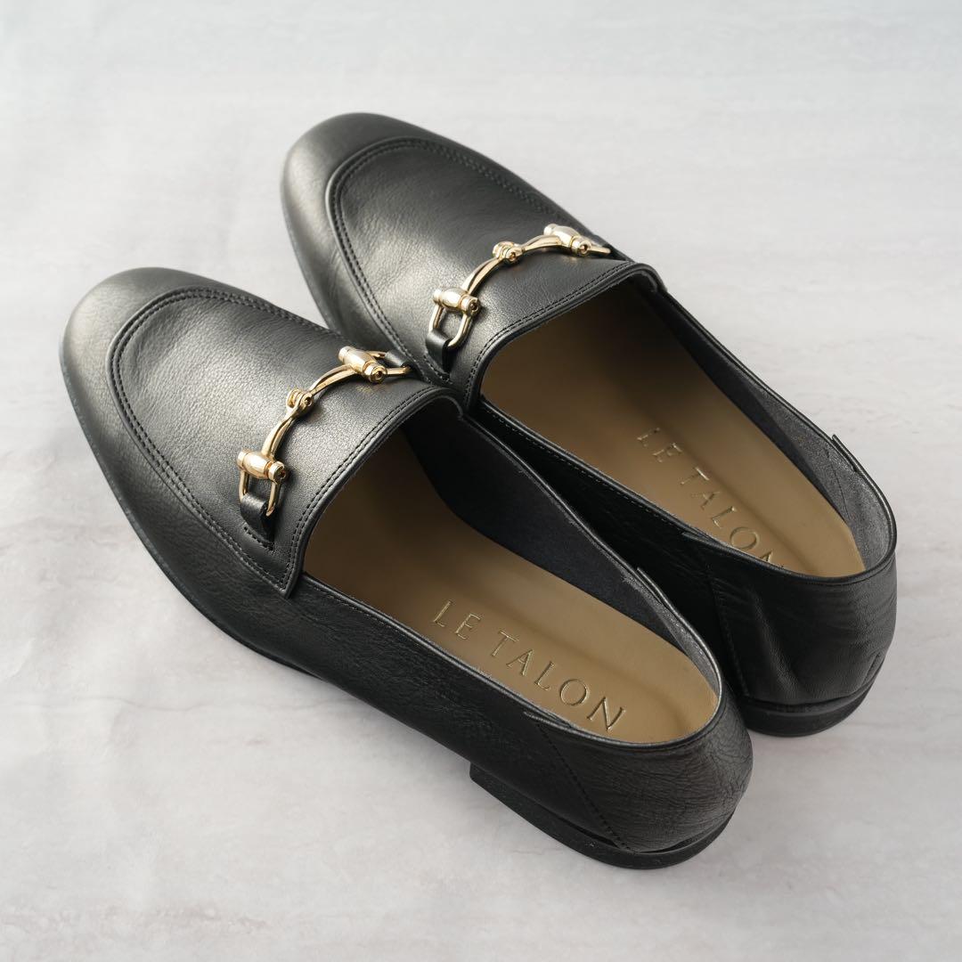 ルタロン ローファー 黒 ブラック レザービットバブーシュ 23.5