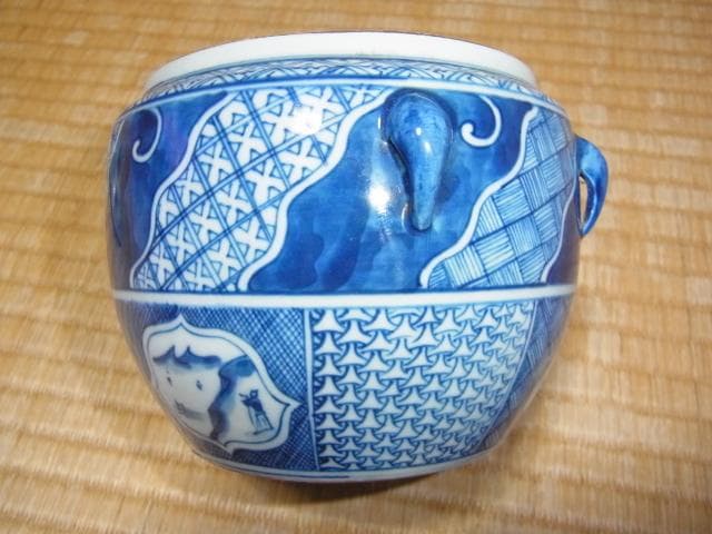 美品 明時代◆中国古陶磁（景徳鎮窯） 五良大甫 呉祥瑞造 祥瑞水指 高さ14cm