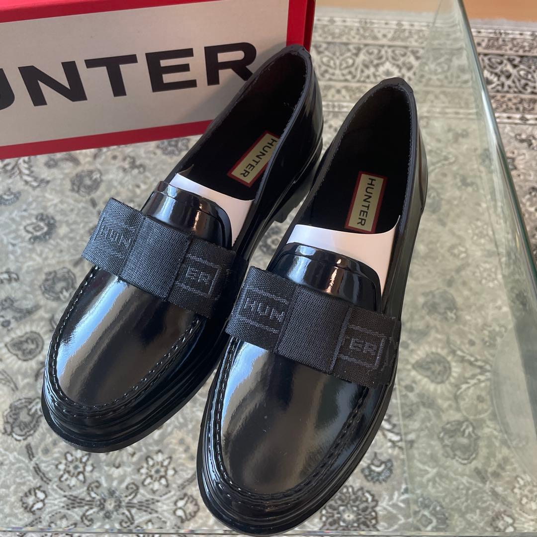 HUNTER リボンローファー　レインシューズ