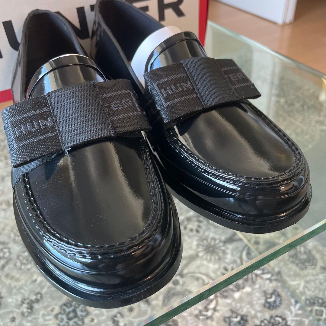 HUNTER リボンローファー　レインシューズ