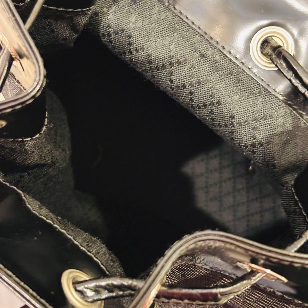 希少✰グッチ バンブー ワンショルダーバッグ 巾着 ナイロン レザー 黒 巾着型