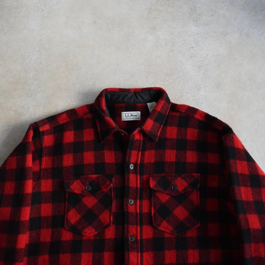 90s L.L.Beanエルエルビーン メインガイド ウールシャツ赤×黒USA製
