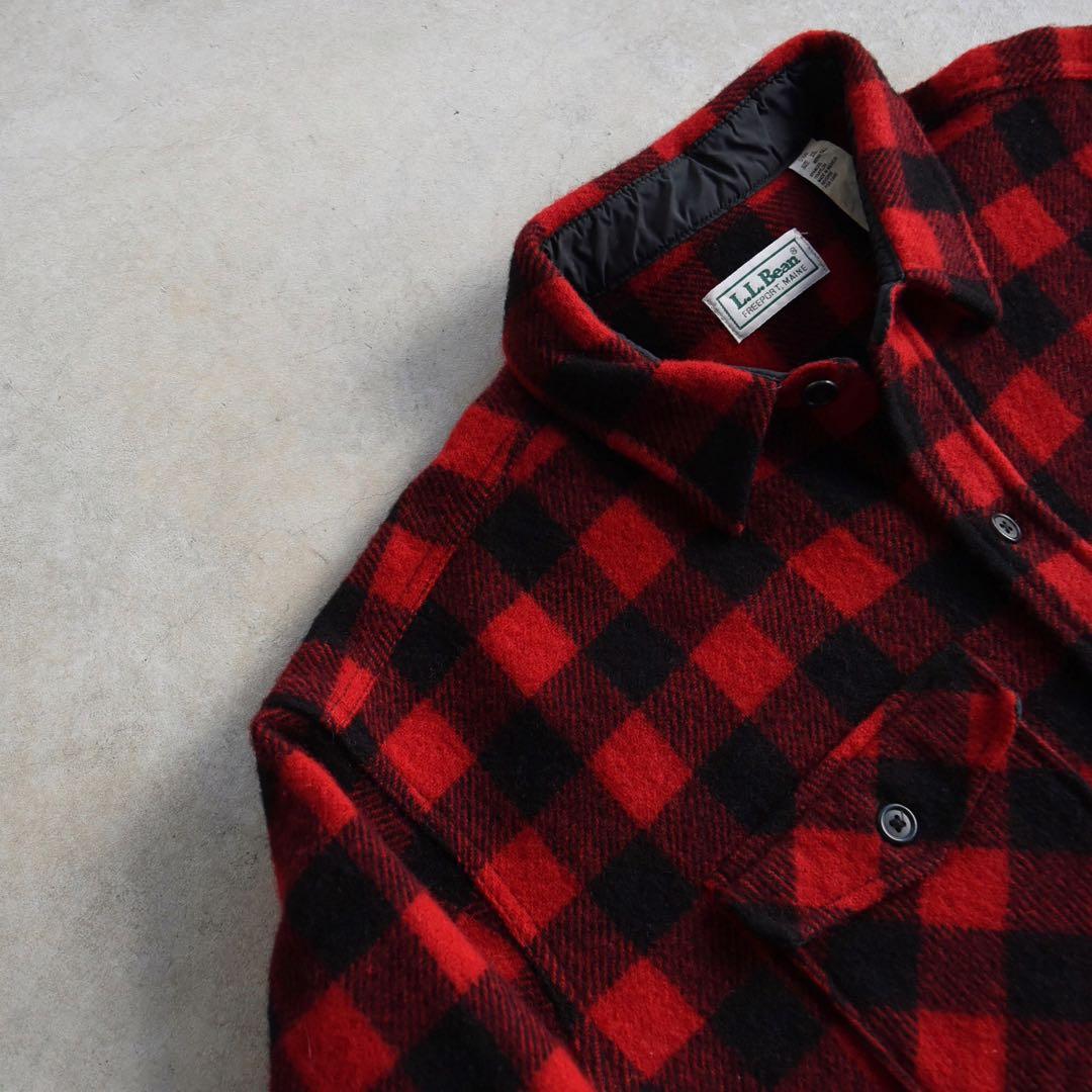 90s L.L.Beanエルエルビーン メインガイド ウールシャツ赤×黒USA製