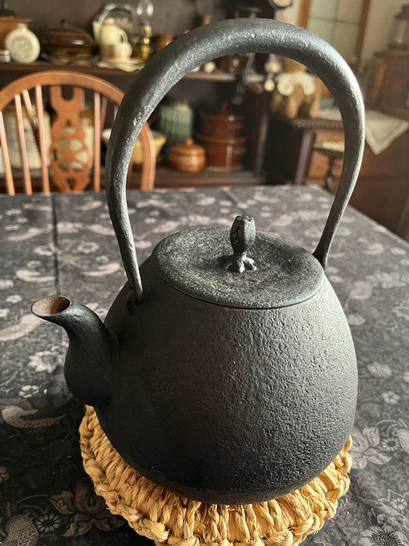 南部鉄瓶　釜定　秋の実　肌　鉄瓶