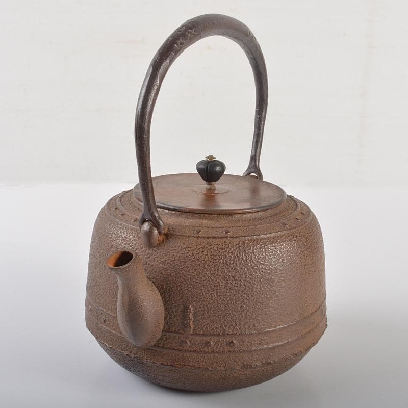 煎茶道具　正寿堂造 　萬代屋　鉄瓶　鉄釜　共箱　D　R6531