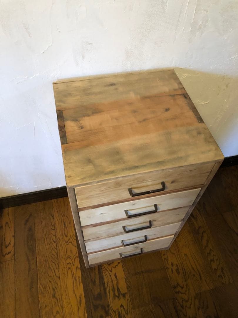 ■レトロ■古い木の５杯引き出し小箪笥　収納
