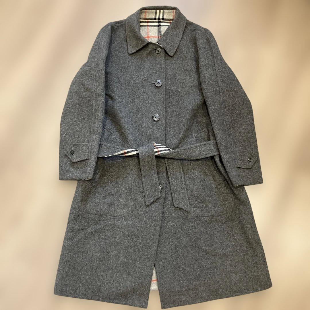BURBERRYS バーバリーズ　リバーシブルコート チェック　グレー　ベルト付