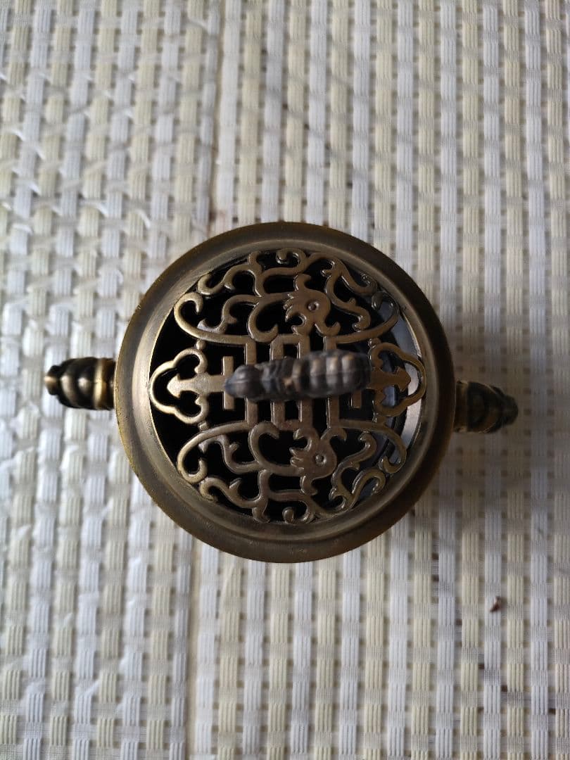 ●中国古銅 香炉 乾隆年製 銅製 彫刻仕上げ 茶道具 骨董