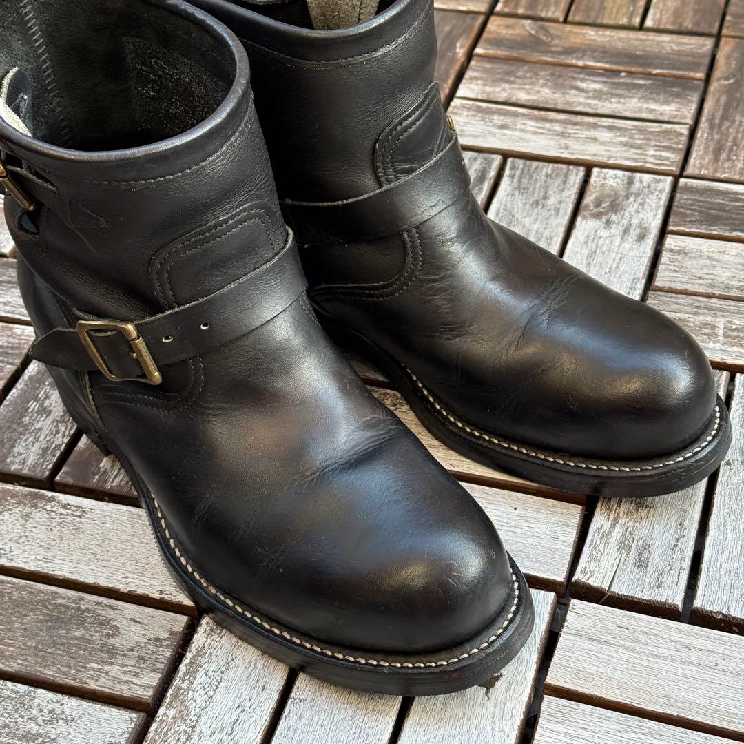 【Chippewa 白タグ】ショートエンジニアブーツ 黒 10E 28cm