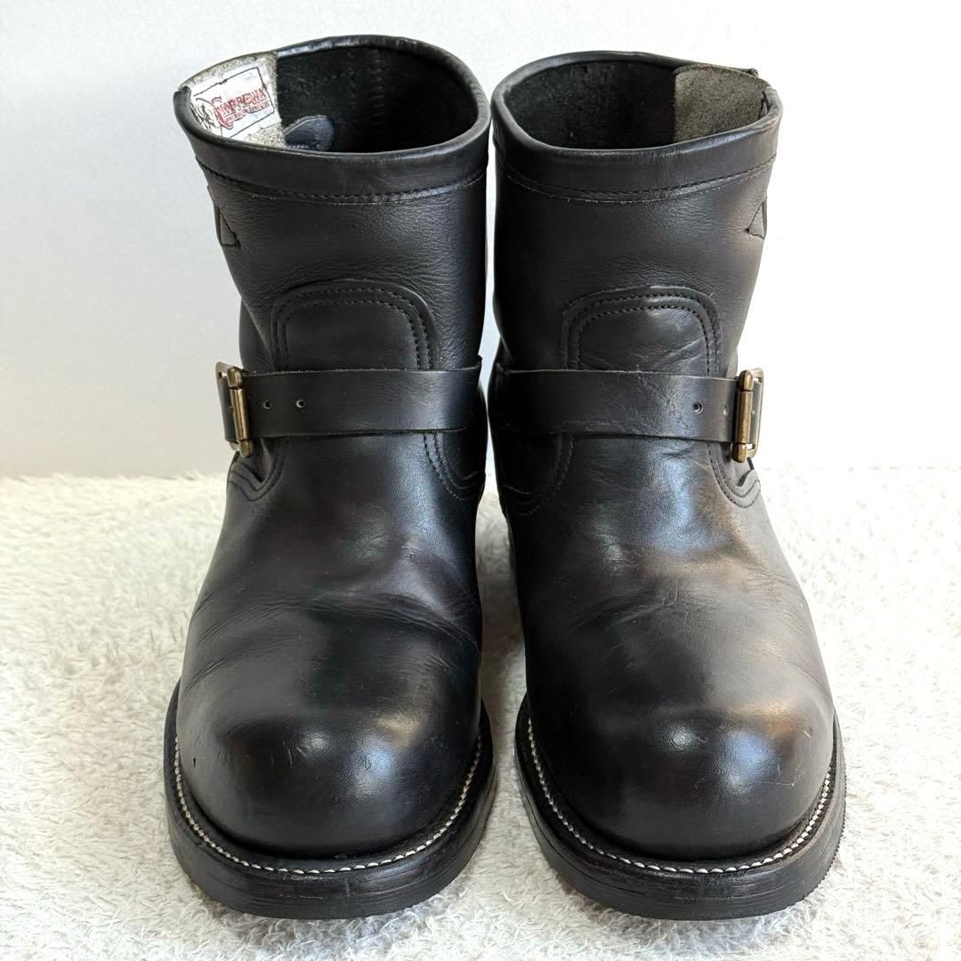 【Chippewa 白タグ】ショートエンジニアブーツ 黒 10E 28cm