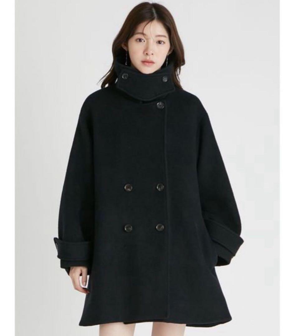 CELFORD（セルフォード）Aラインウールミドルコート　ブラック