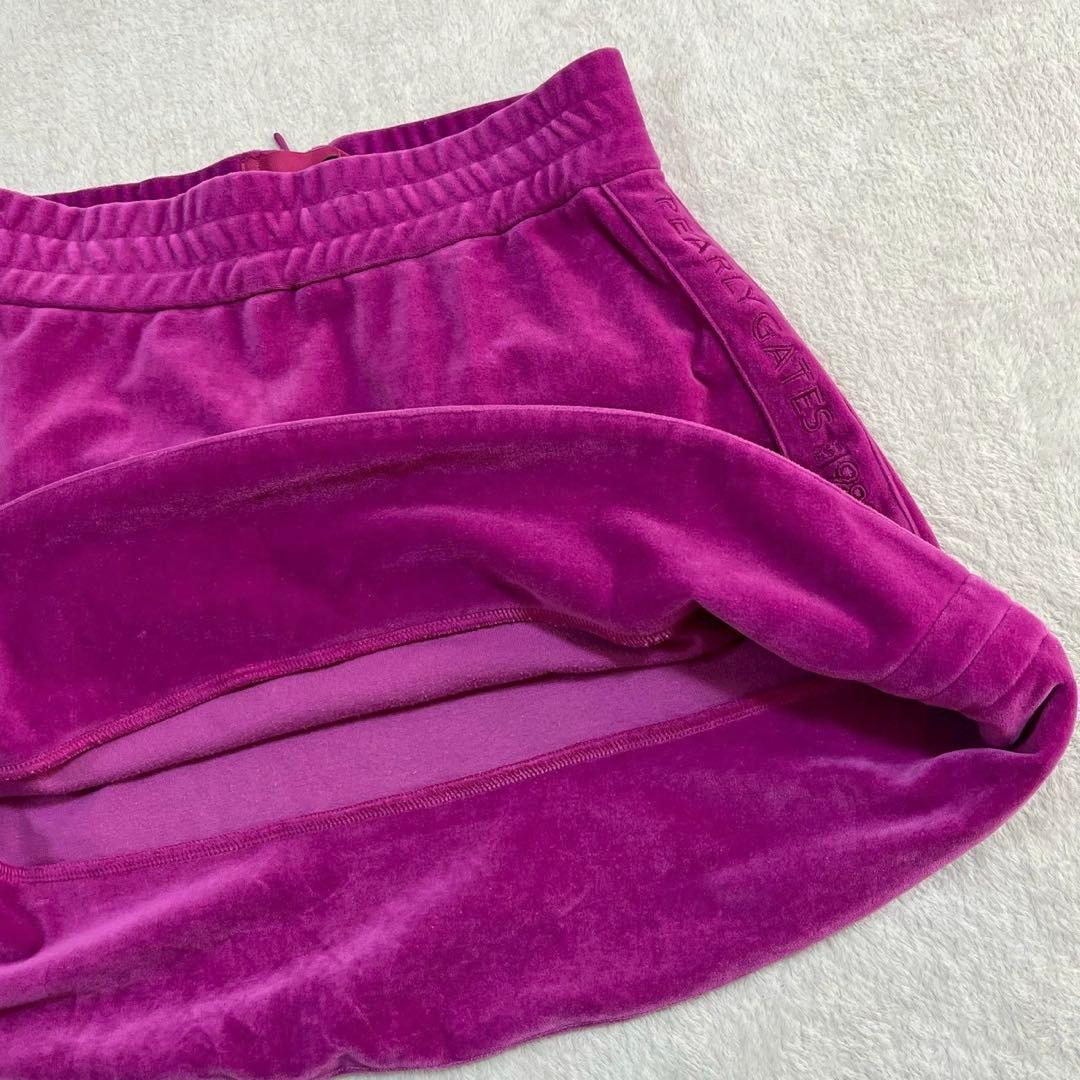 美品　パーリーゲイツ　セットアップ　近年　ベロア モックネック　スカート　ピンク