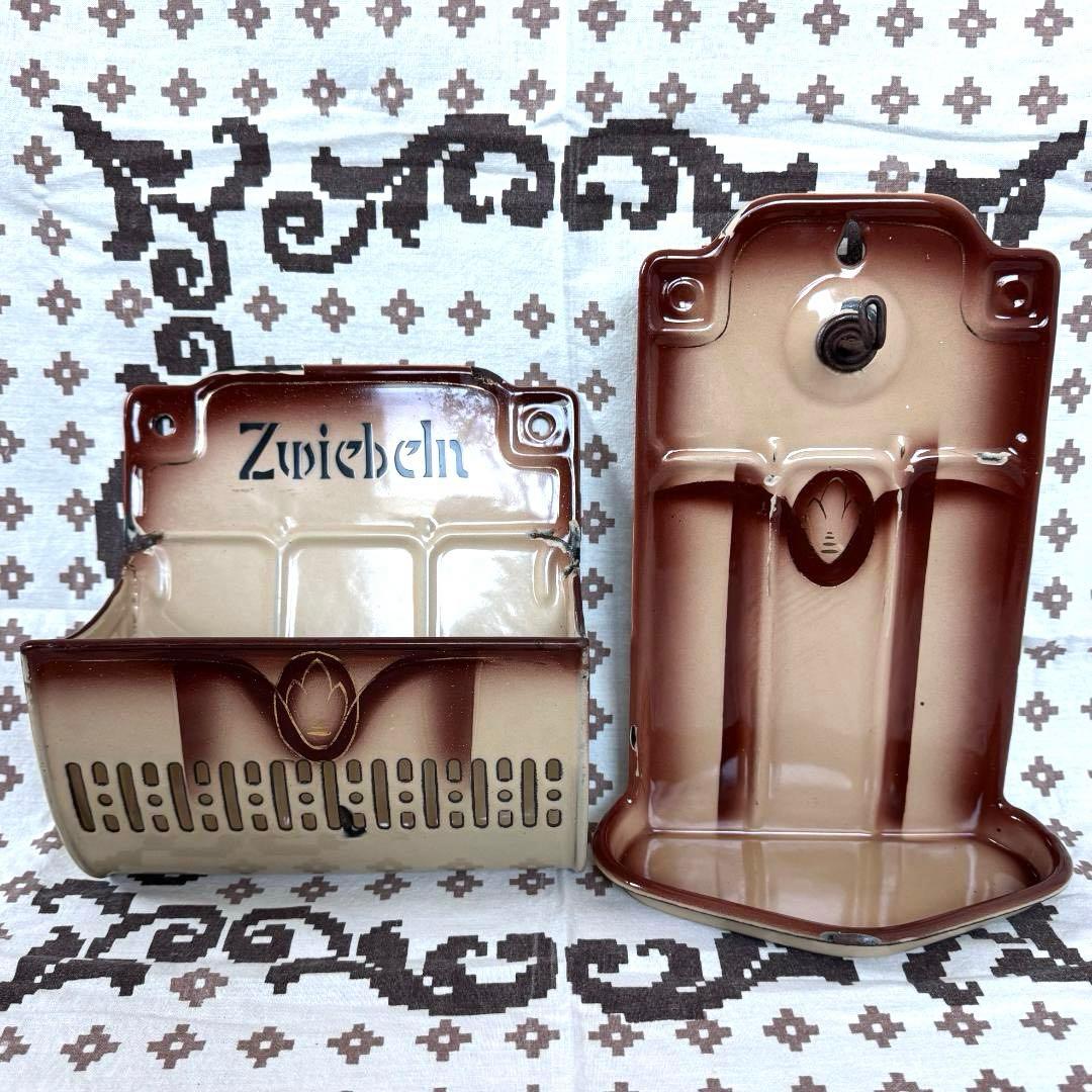 ドイツ　ヴィンテージ　ホーロー　オニオンラック　カップホルダー　アンティーク