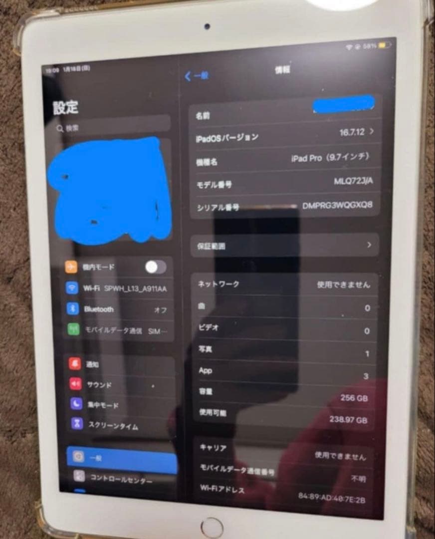 Apple iPad pro 9.7インチス ペースグレー本体 256GB