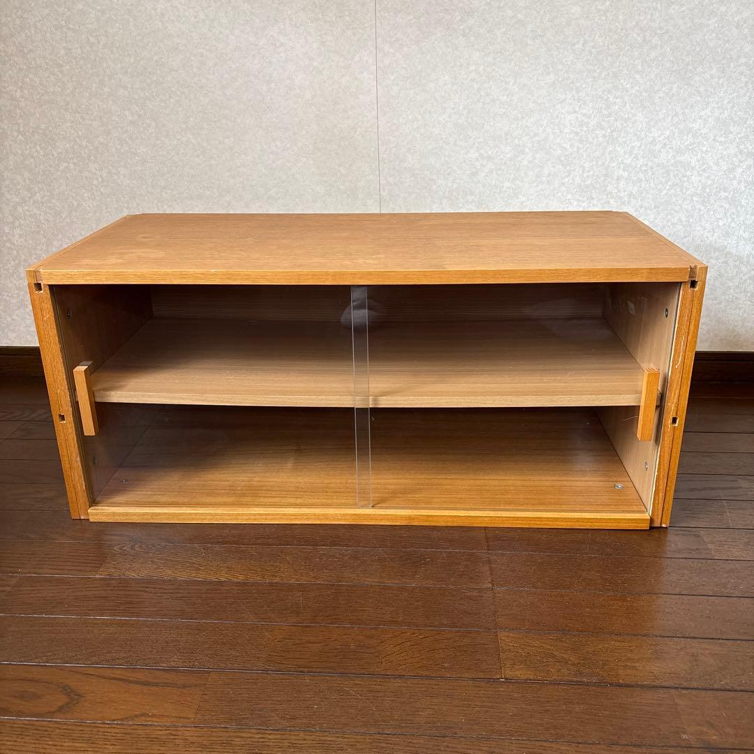 【良品】無印良品 ステンレスユニットシェルフ 用 収納 ボックス ガラス引き戸