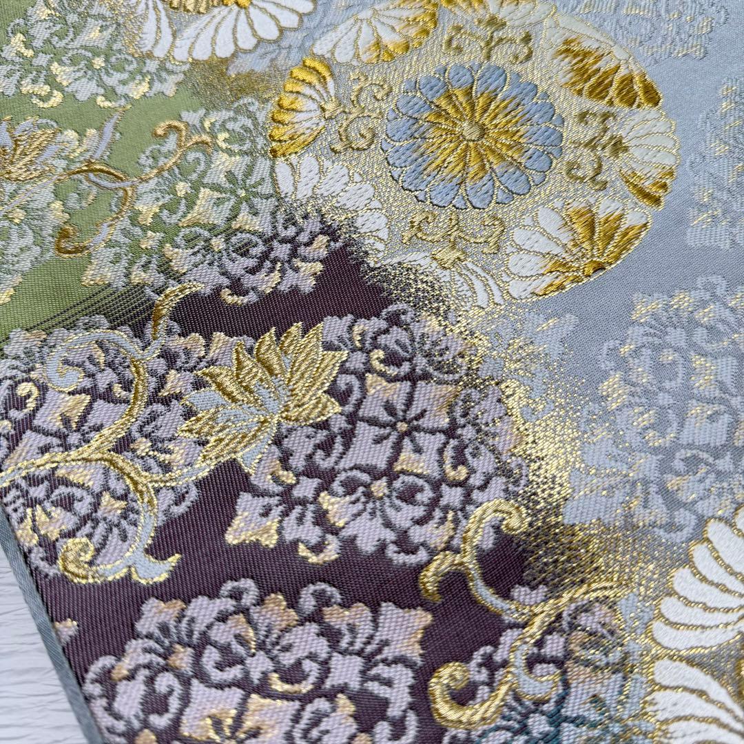 m-82 菱華紋 六通 袋帯 正絹　未使用極美品