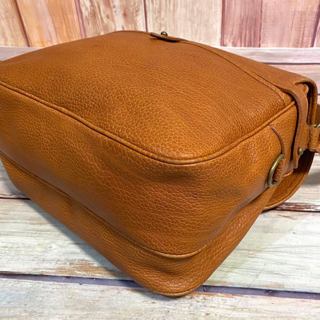 ラルフローレン　シボ革　メッセンジャーバッグ　ショルダーバッグ　ブラウン　斜め掛