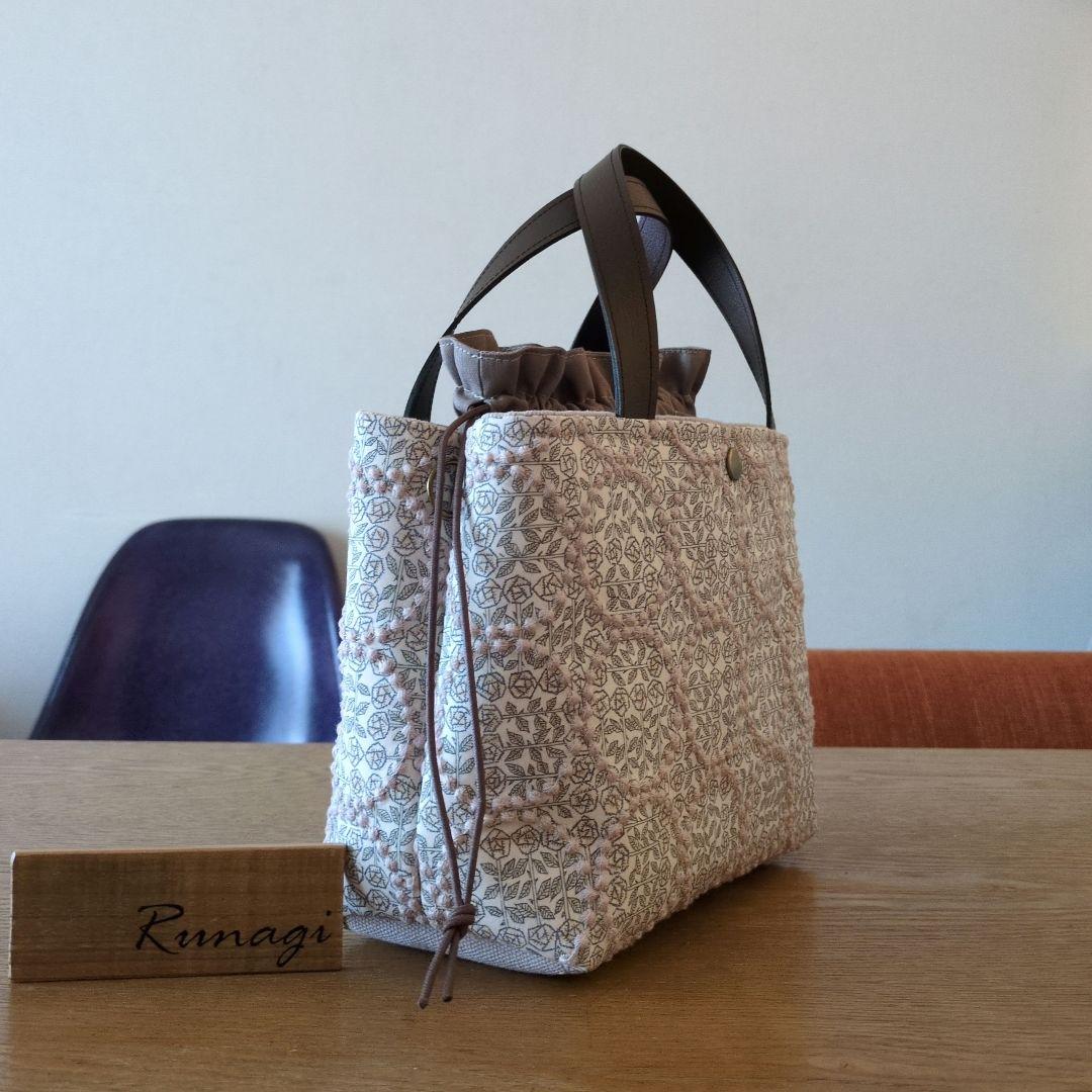 【1578】あおりポケットの巾着バッグ＊ミナペルホネン