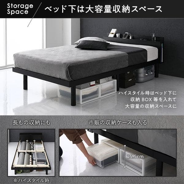 ベッド ダブル ベッドフレームのみ ブラック ds-2418552