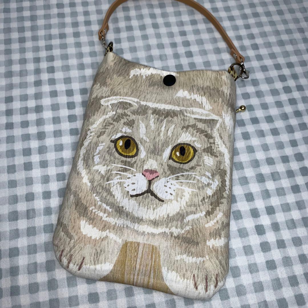 santa 黒猫柄スマホショルダーバッグ