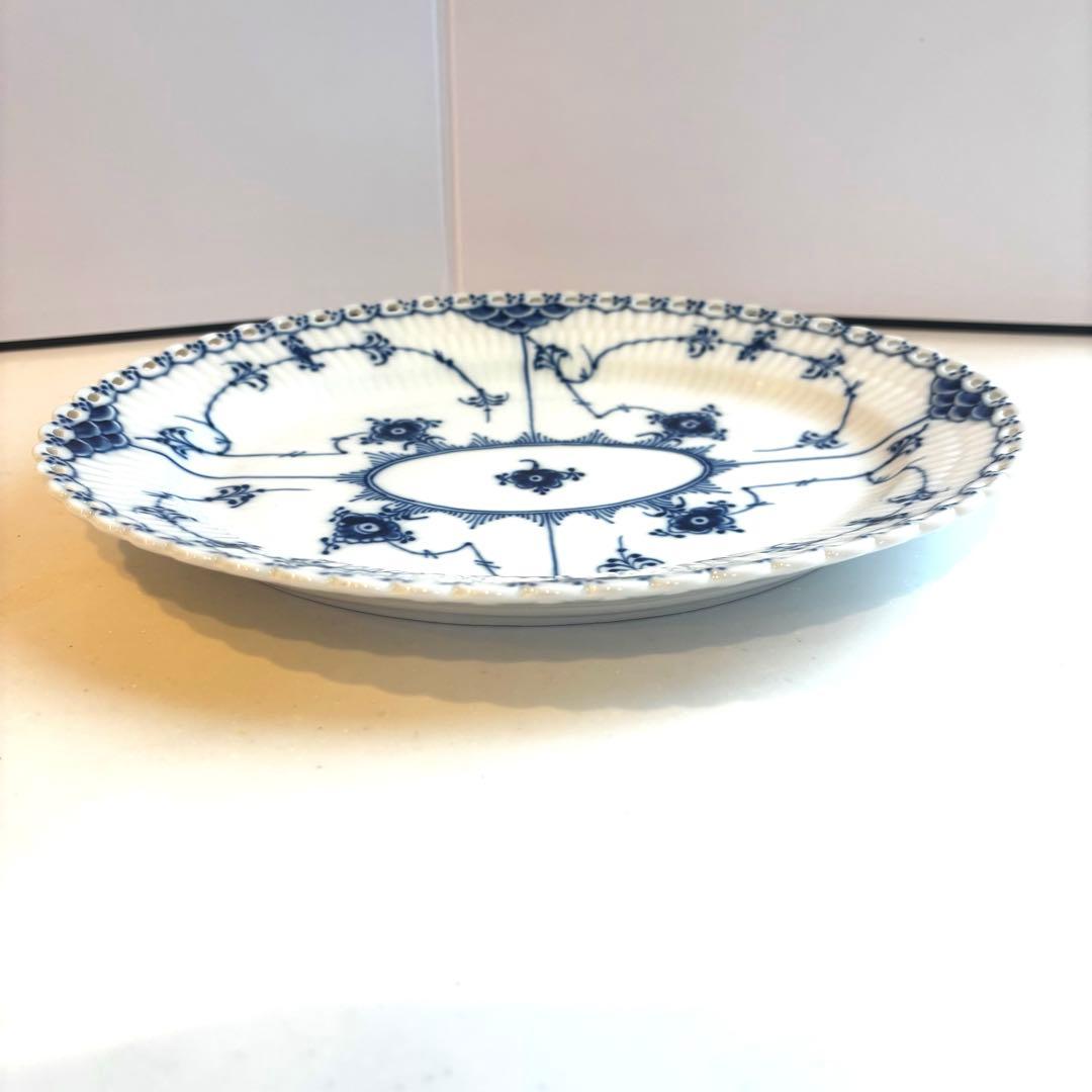 【美品】ロイヤルコペンハーゲン ブルーフルーテッド フルレース オーバル 25㎝