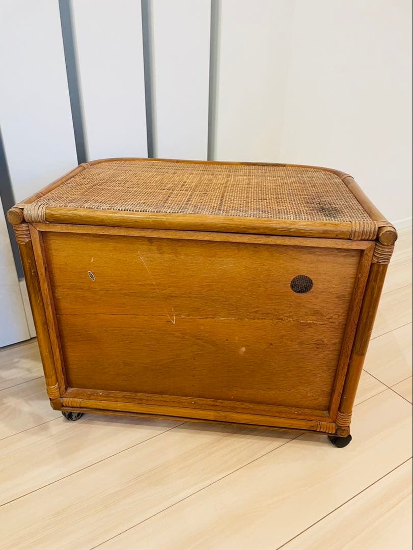 ヴィンテージ ラタン テレビラック 籐家具 収納 昭和レトロ