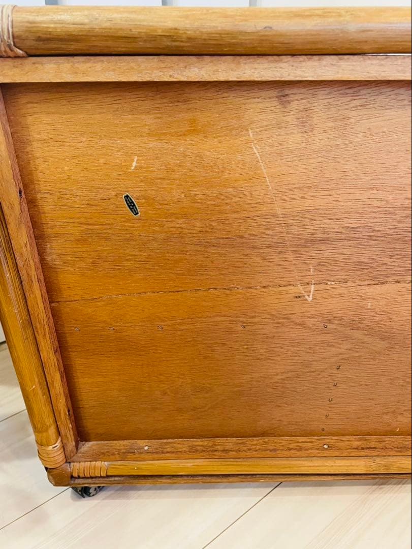 ヴィンテージ ラタン テレビラック 籐家具 収納 昭和レトロ