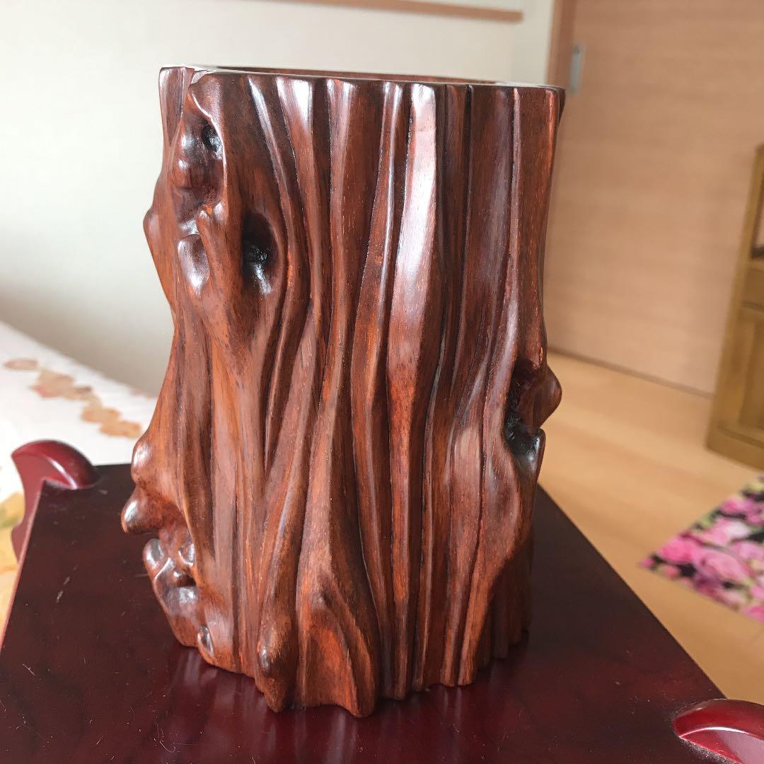 中国古玩　天然木　 唐木瘤木　花梨　黄花梨　筆筒　古物