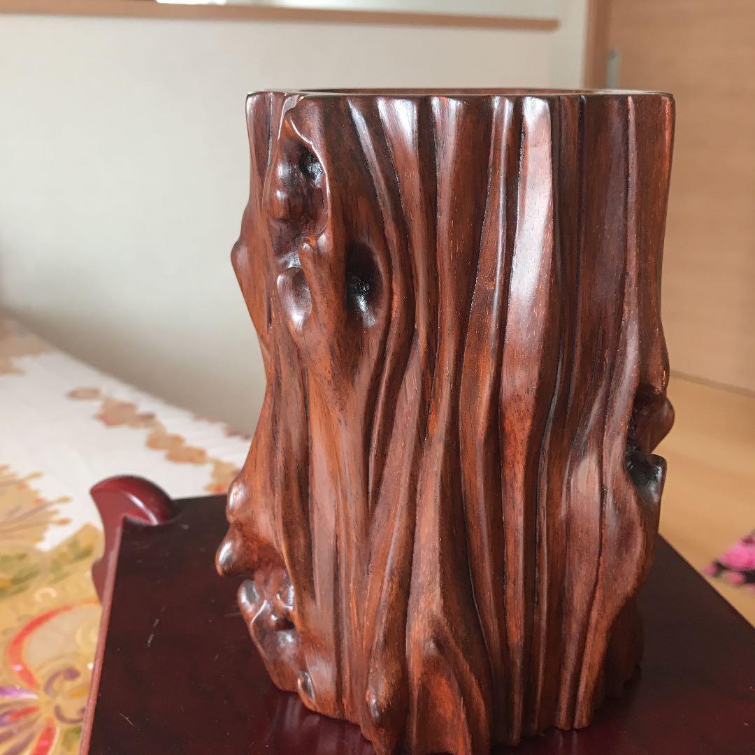 中国古玩　天然木　 唐木瘤木　花梨　黄花梨　筆筒　古物