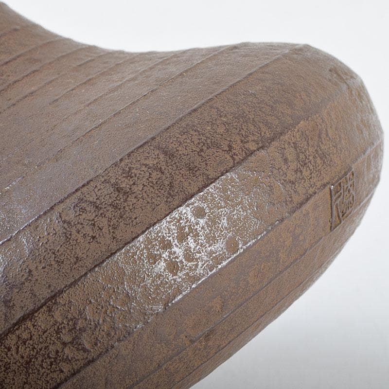 南部鉄器　御釜師　鈴木盛久作　波紋花器　重さ約1015g　共箱　M　R9373