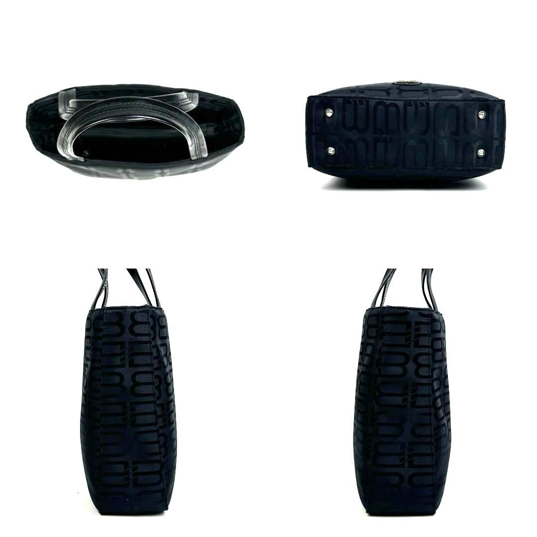 【美品】バレンシアガ　ハンドバッグ　BB　総柄　シルバー金具　ナイロン　レザー