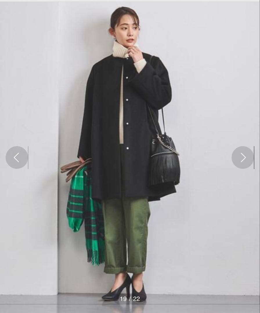 UNITED ARROWS 極美品　Aライン ノーカラー ミドル丈 コート