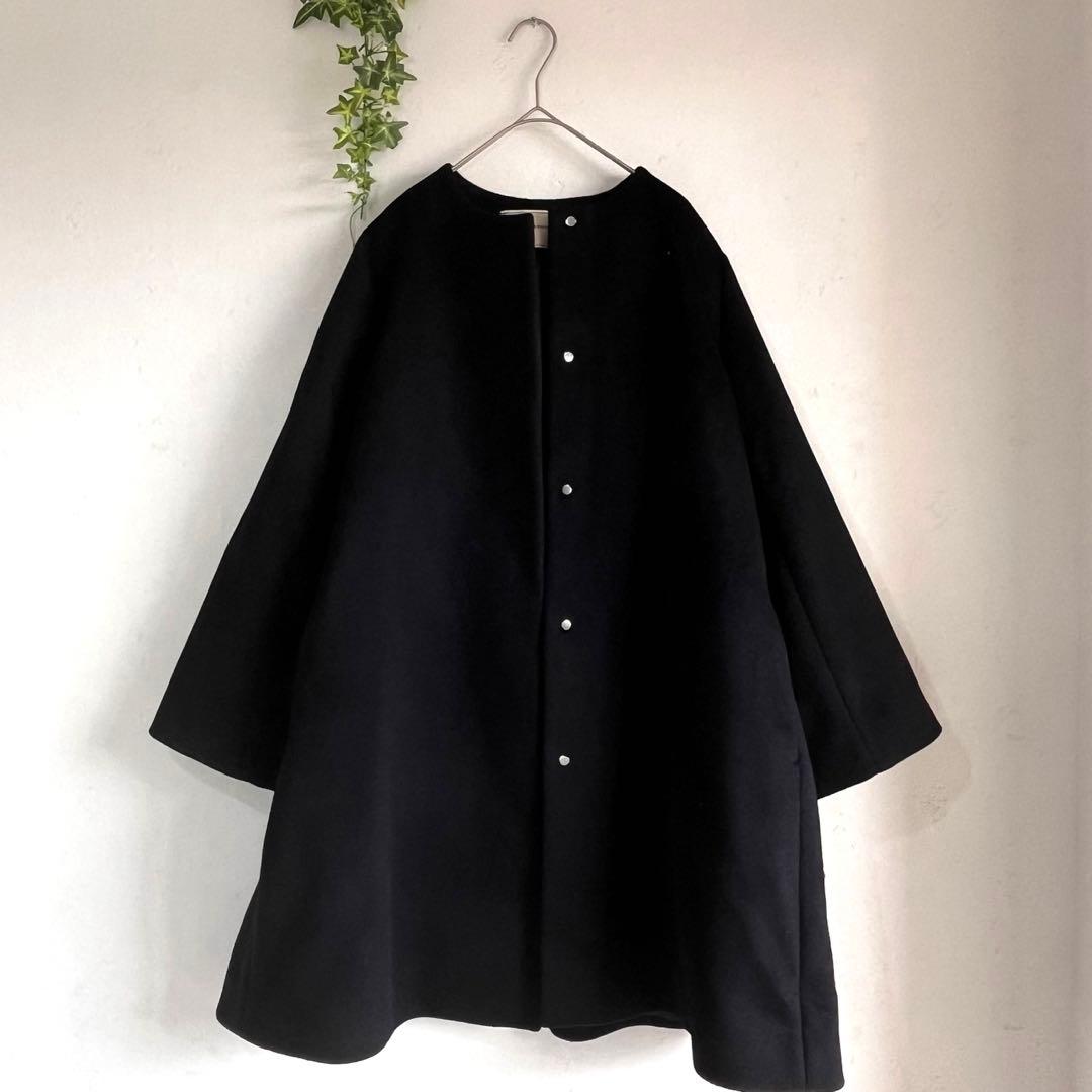 UNITED ARROWS 極美品　Aライン ノーカラー ミドル丈 コート