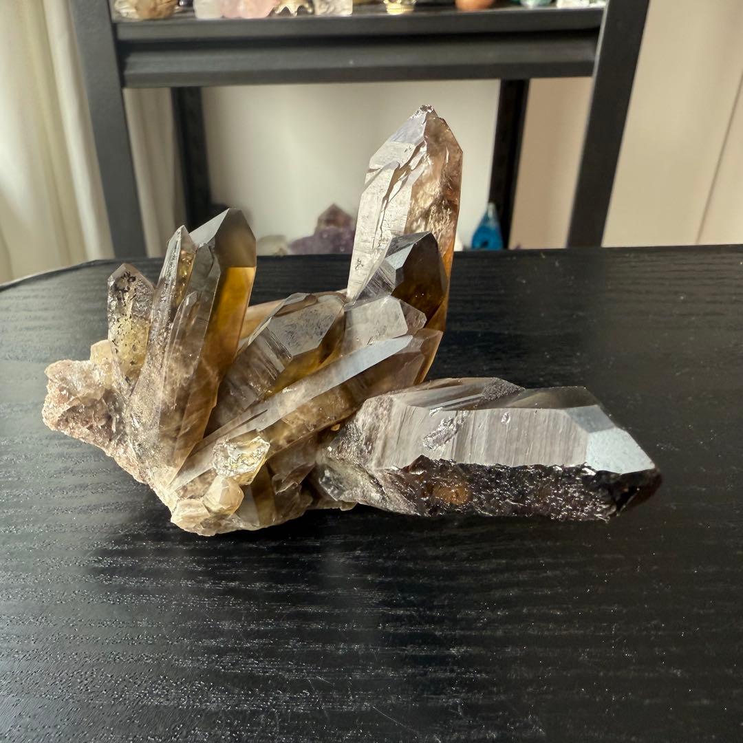 【N♡*.゜】天然石スモーキークォーツのクラスター　置物NO.013106