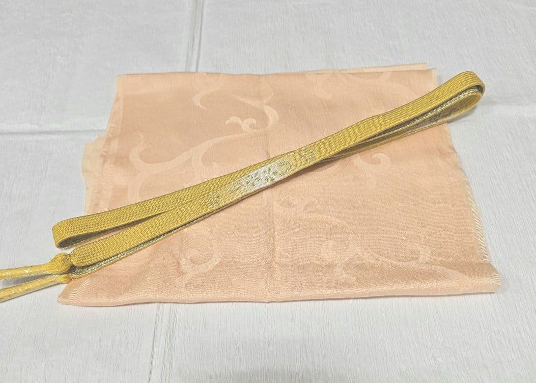 青紫色桜訪問着と袋帯・帯揚げ帯締めの4点フルセット