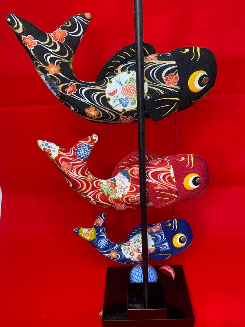 吊るし鯉のぼり　室内用　金彩縮緬