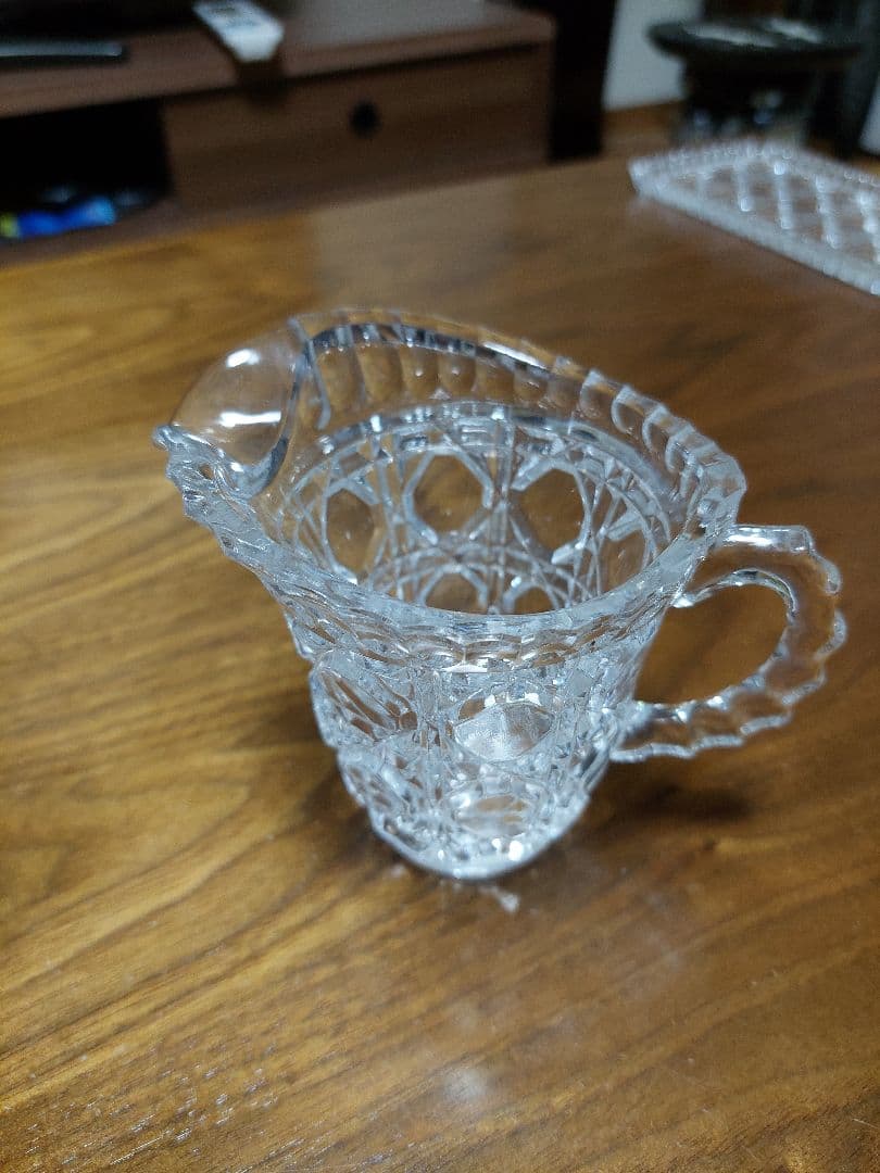 未使用　クリスタル　ミルクピッチャー&シュガーカップセット