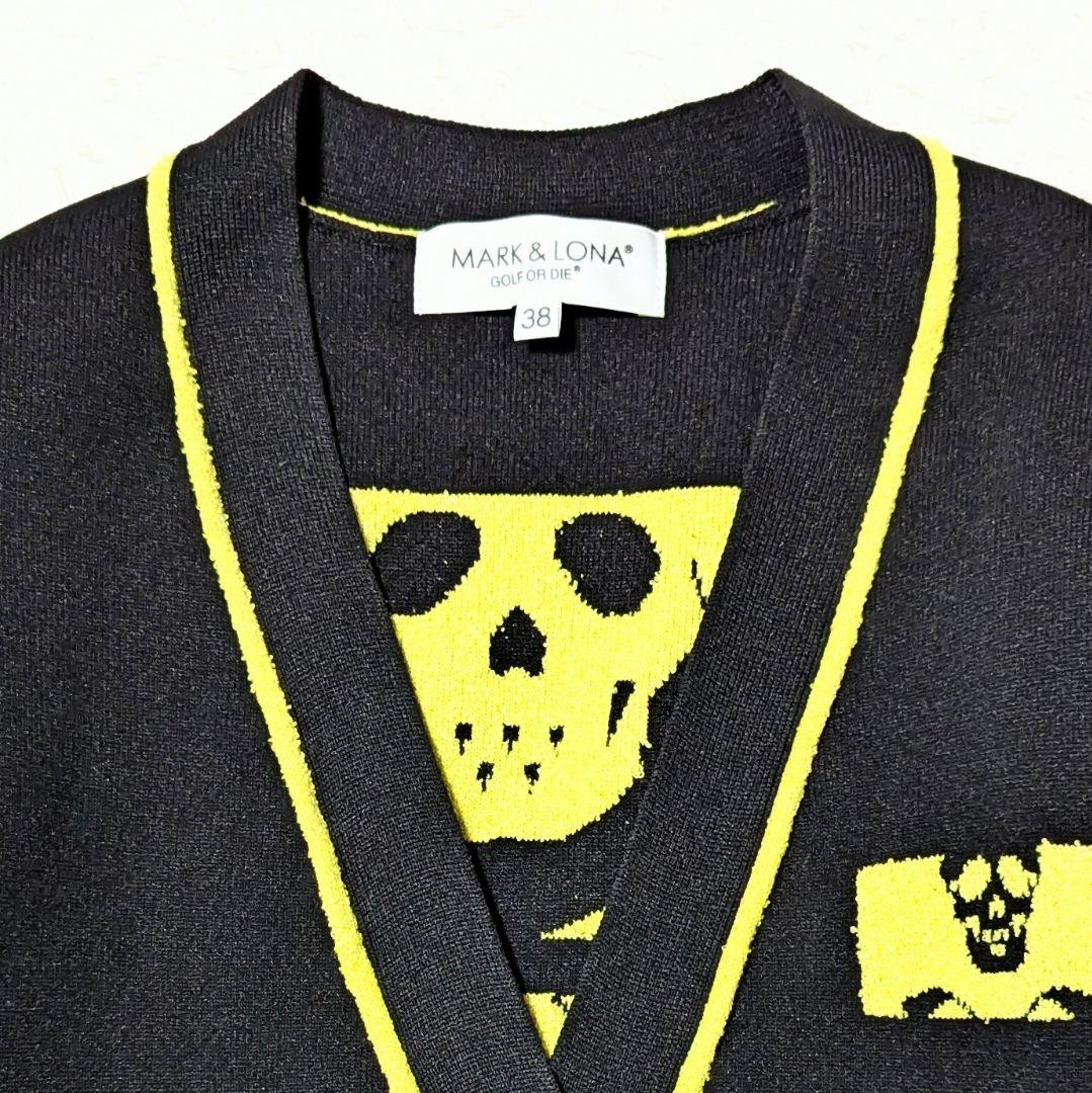 極美品◎マークアンドロナ 2024年 Pave カーディガン スカルロゴ 黒 M