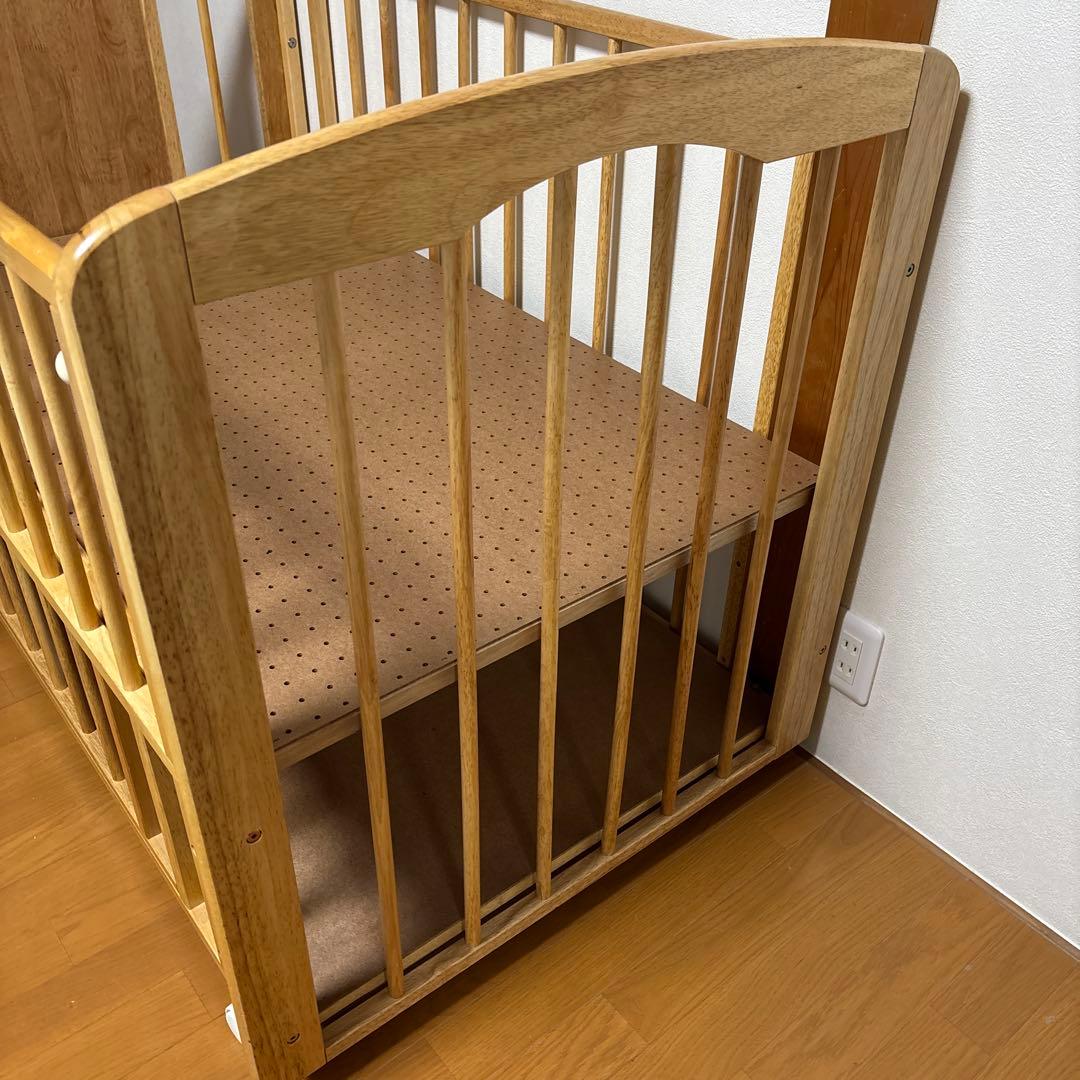 KATOJI 木製ベビーベッド キャスター付き プーさん