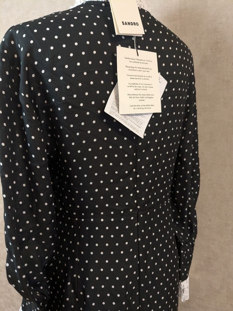 SANDRO　ドットミニワンピース　レース　ブラック　36　サンドロ