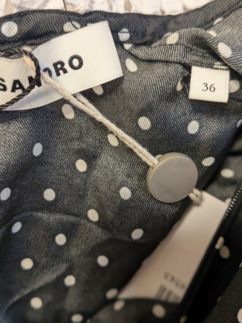 SANDRO　ドットミニワンピース　レース　ブラック　36　サンドロ