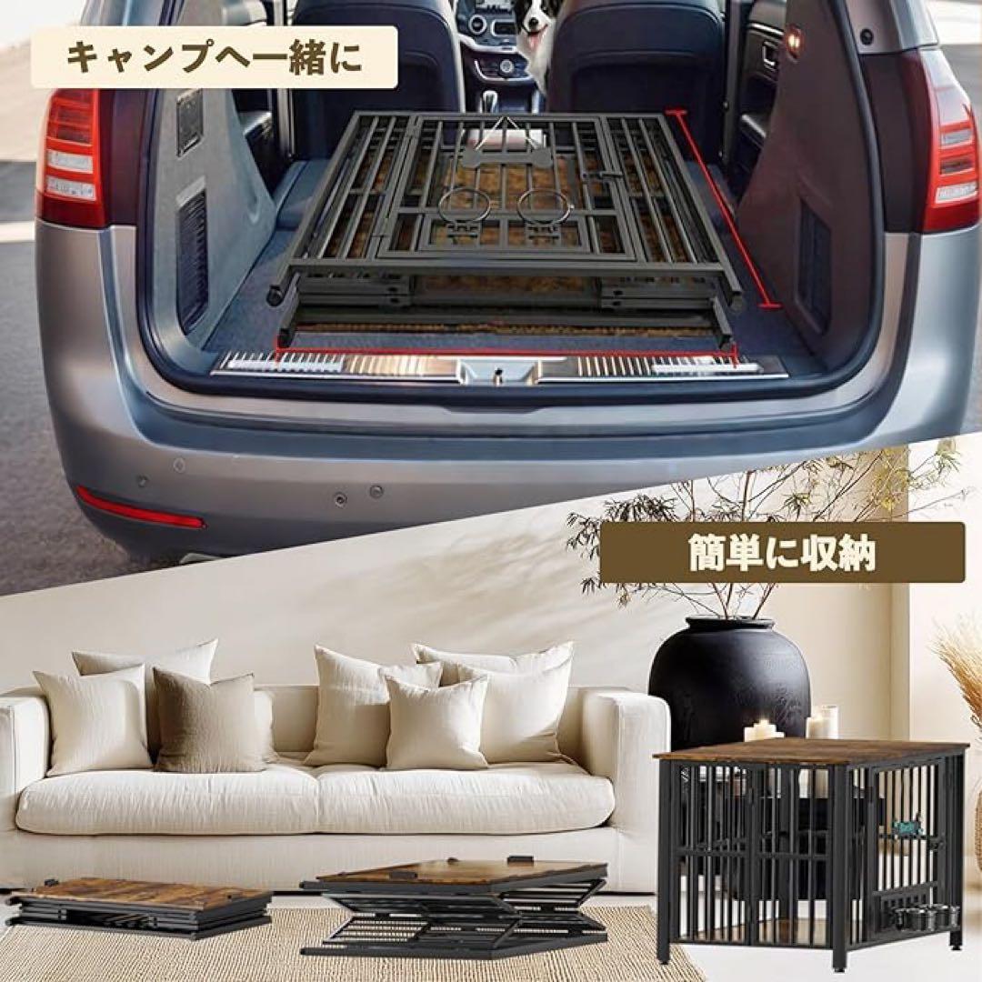 犬 ケージ 折りたたみ 屋根付き 持ち運び ドア付き 木製 インテリア調