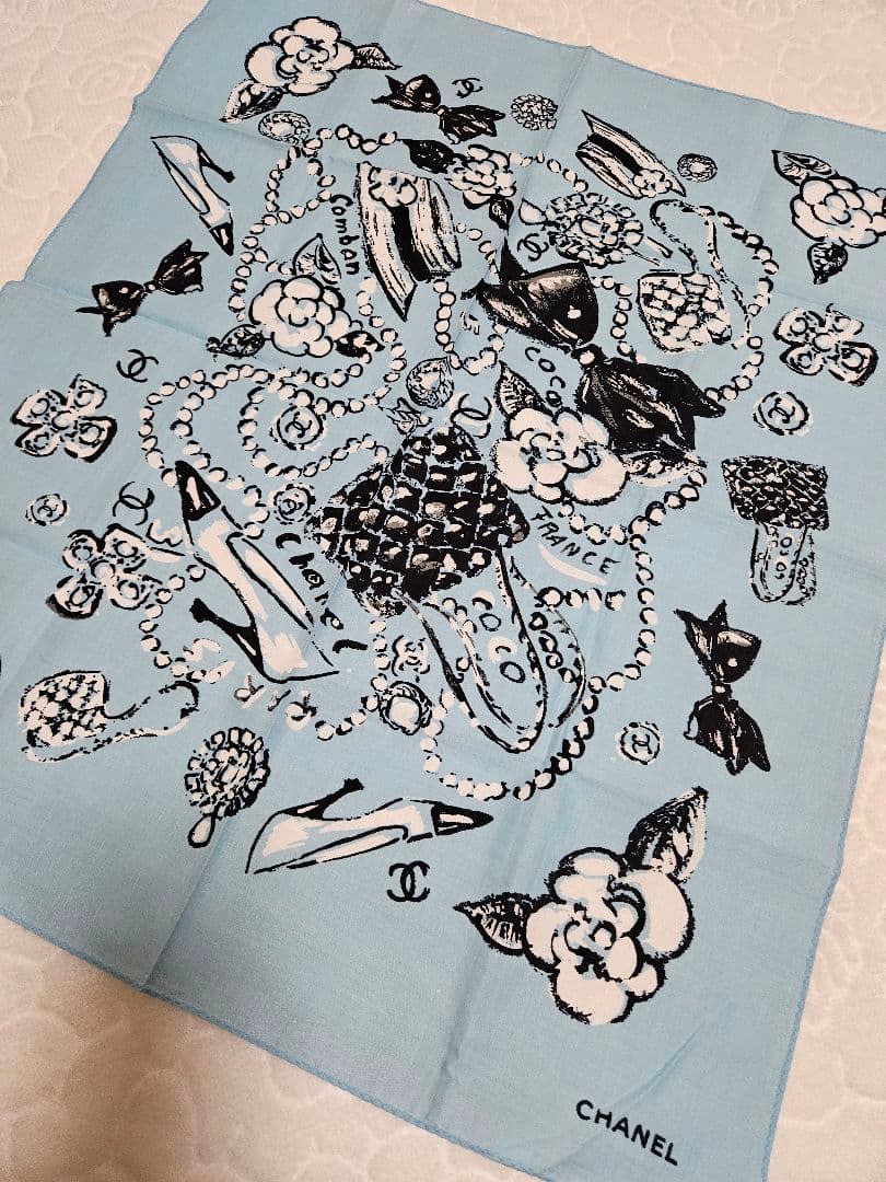 【新品】CHANEL カメリア　リボン　バック　靴柄　バンダナ　ハンカチ