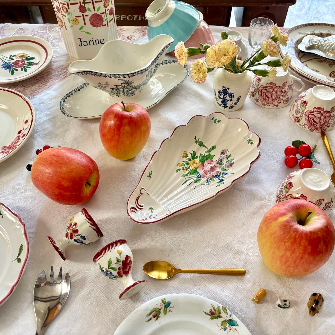 フランスアンティーク˚✧₊ リュネヴィル❁バラのブーケの素敵なシェル型ラヴィエ❁