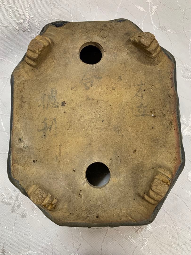 広東鉢　六角　絵鉢　大きめ鉢