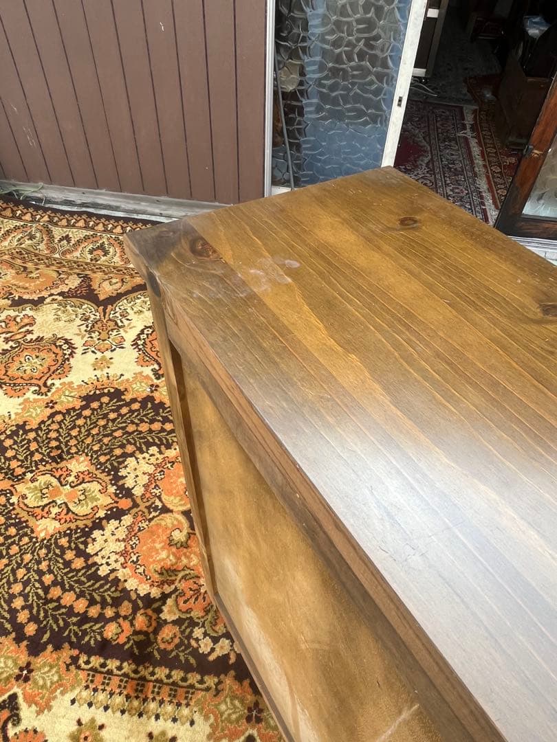 北欧 昭和レトロ 花柄タイル 木製チェスト 4段 箪笥 カントリー アンティーク