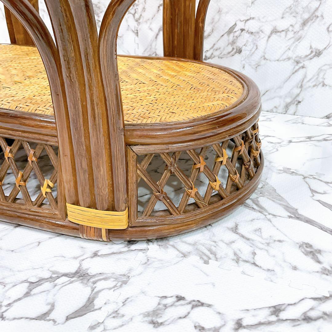 ラタン 籐 センターテーブル ガラステーブル オーバル