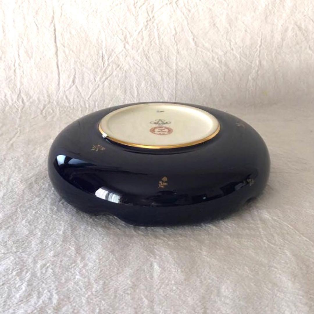 SEVRESセーブル灰皿☆ファットブルー☆24K金彩小花☆仏ヴィンテージ未使用